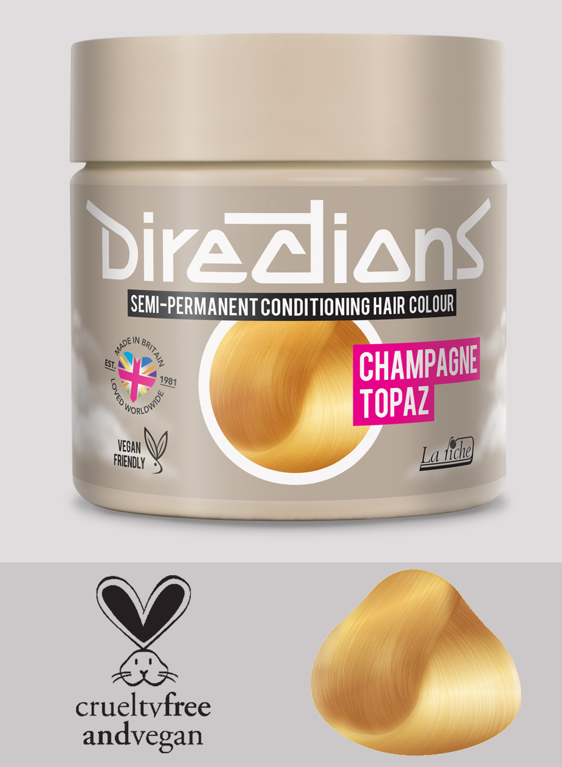 Directions Champagne Topaz semipermanent hårfärg – varm champagneblond nyans med gyllene toner