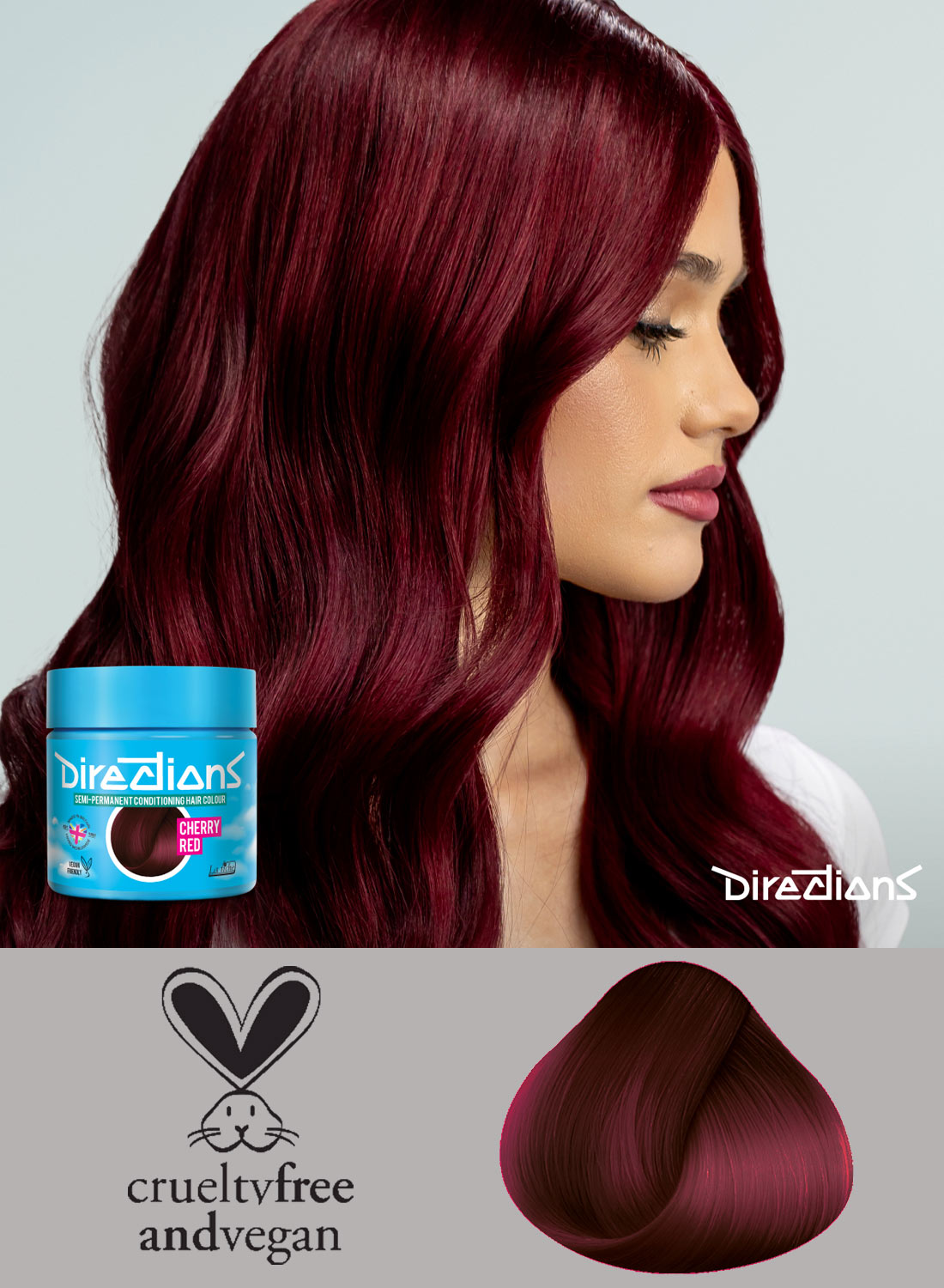 Directions Cherry Red semipermanent hårfärg – djup körsbärsröd hårfärg med vinröda toner