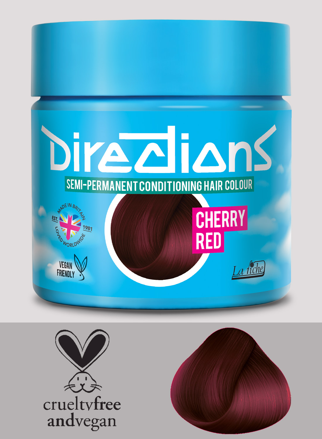 Directions Cherry Red semipermanent hårfärg – djup körsbärsröd hårfärg med vinröda toner