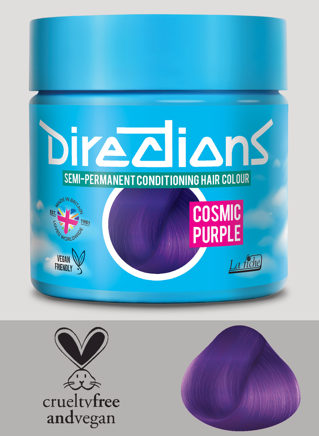 Directions Cosmic Purple semipermanent hårfärg – intensiv lila hårfärg med violetta toner