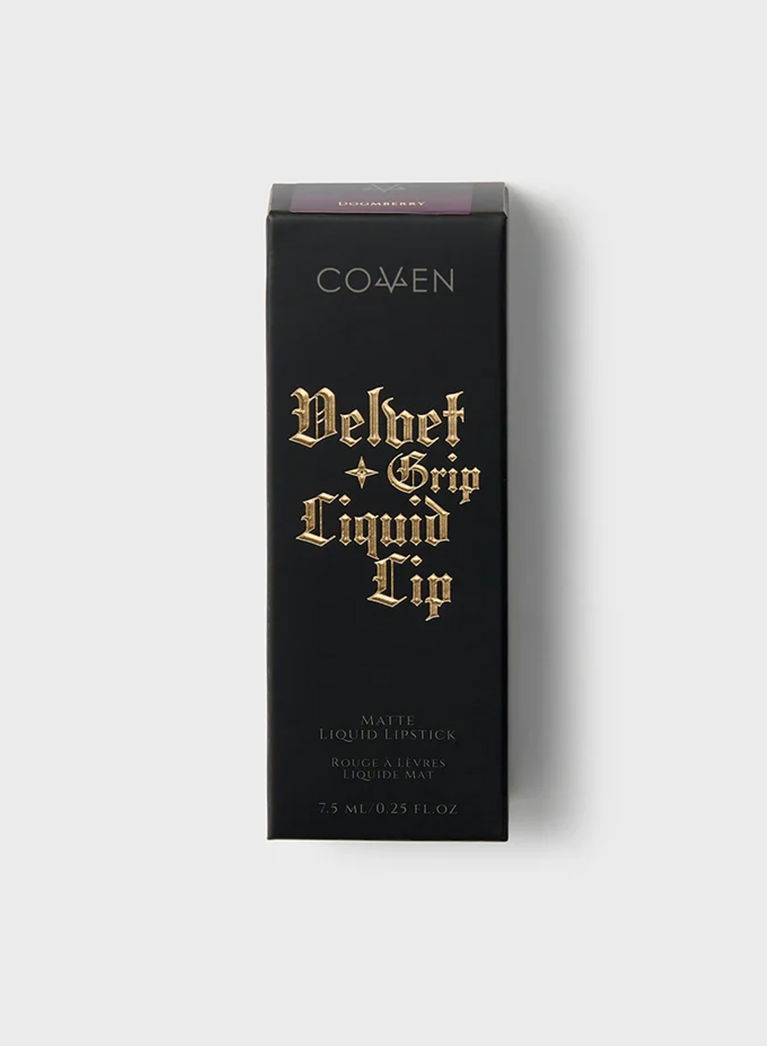 Killstar Metallic Grip Liquid Lip Doomberry Coven flytande läppstift i mörk lila nyans med applikator.