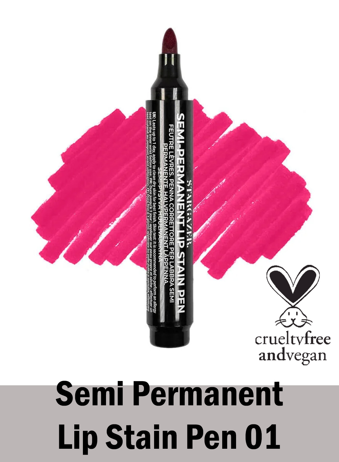 Stargazer Lip Stain Pen 01 långvarig vegansk läppfärg