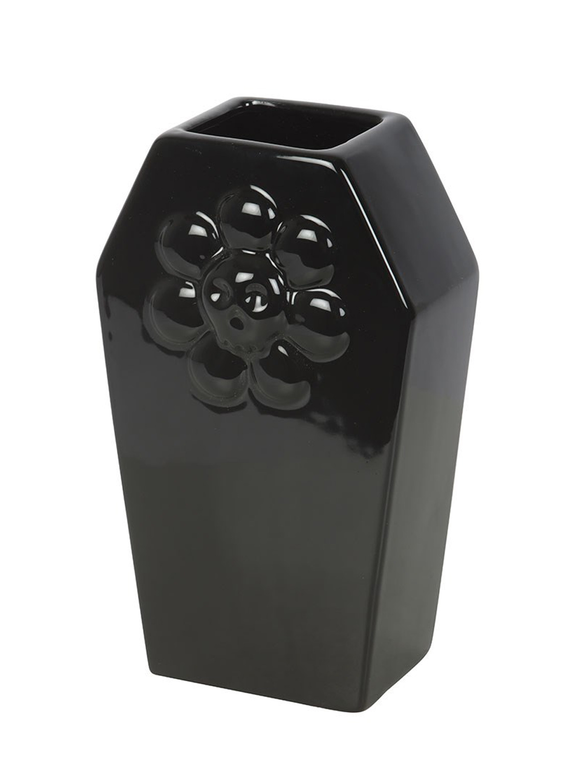 Flower Coffin Vase. Gotisk kistformad blomvas från Something Different, perfekt för färska blommor, torkade rosor och alternativ gothic inredning.
